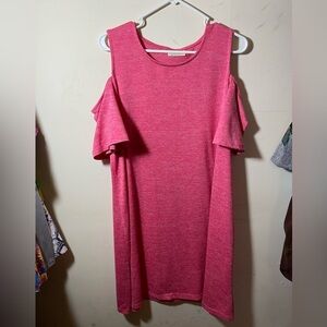 Bobbie Brooks Vibrant Pink Cold Shoulder Dress